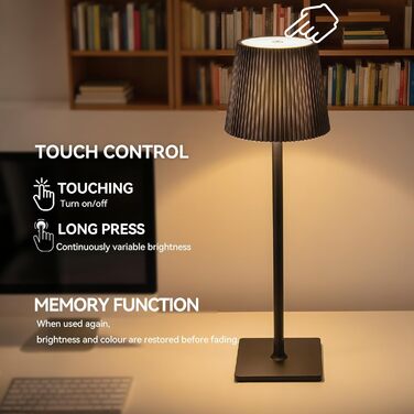 Акумуляторний LED світильник настільний Xiake 2 шт, димований, IP54, 3 режими світла для спальні, офісу, вулиці, чорний