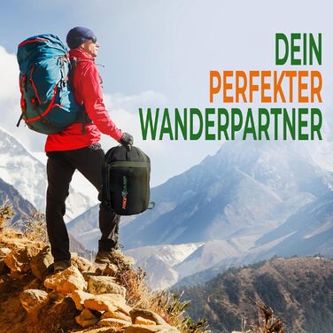 Спальний мішок SereneLife для кемпінгу - теплий, водонепроникний, для зимового відпочинку, температурний режим -15°C до +12°C, з компресійним мішком та подушкою