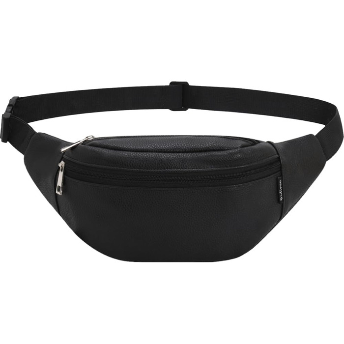 Чоловіча/Жіноча поясна сумка на пояс з PU шкіри, бананка для спорту, подорожей, прогулянок з собакою, чорна