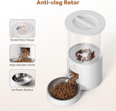 Автомат годування котів 4.2L з програмуванням, з окремою мискою з нержавіючої сталі