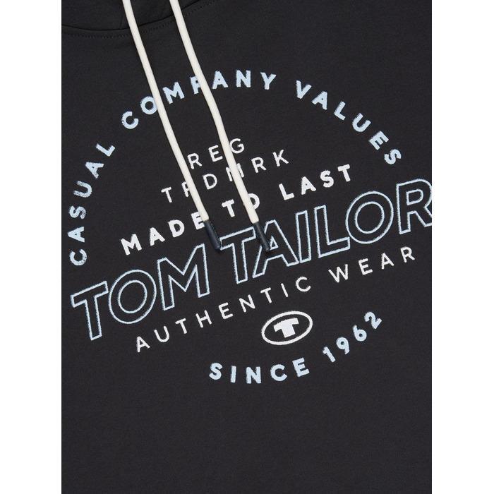 Чоловіча толстовка з капюшоном Tom Tailor Regular Fit з принтом, колір Almost Black (XXL)