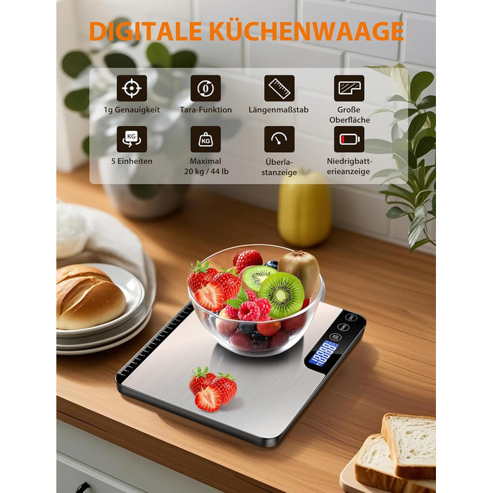 Кухонні ваги цифрові, 10 кг з LCD дисплеєм та функцією тарування, для випічки, приготування їжі та зважування ювелірних виробів, з точністю 1 г (K28H)