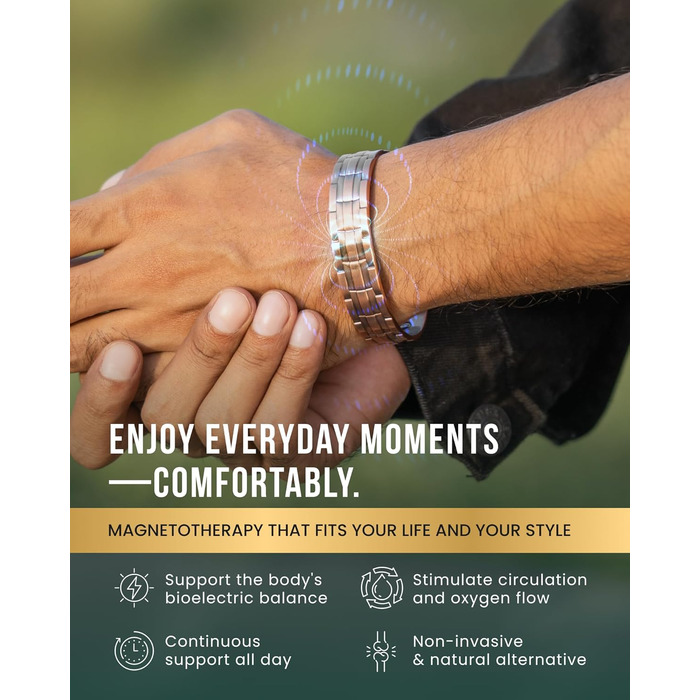 Браслет на руку чоловічий MagnetRX® з чистої міді – Мідний браслет для чоловіків для магнітної терапії – Ідеально при артриті та синдромі карпального тунелю – З інструментом для регулювання довжини (з клеймом, мідний манжет)