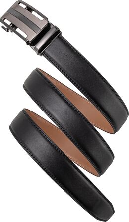 Чоловічий шкіряний ремінь на пряжці, 35 мм, 125 см (для обхвату талії 92-107 см) - чорний
