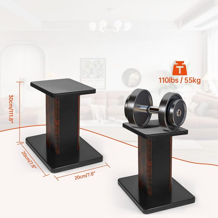 Підставки для акустики 30 см (12 дюймів) з дерева - міцні Hi-Fi підставки для домашнього кіно, універсальні підставки для колонок на полиці з можливістю засипання піском (набір 2 шт.)