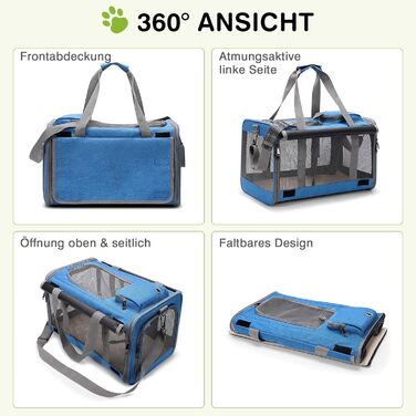 Транспортна сумка для котів та маленьких собак ALLSOPETS, до 9 кг, блакитна