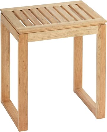 WENKO Stool Norway, warm accented square bathroom stool, high-quality living room stool with clear lacquer seal, natural, solid walnut wood, Scandinavian design, 40 x 46 x 30 cm, Natural