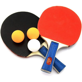 Набір для пінг-понгу (5 шт.): 2 ракетки та 3 м'ячі - для гри вдома, на природі, в подорожах та тренуваннях. Чорний та червоний колір.