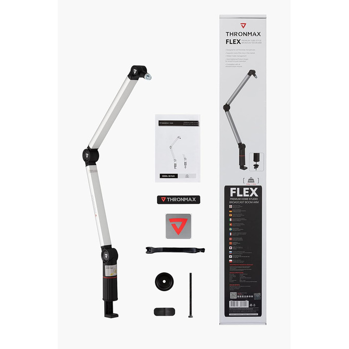 Підставка для мікрофона THRONMAX S5, гальген-тип, регульована, поворотна на 360°, срібна