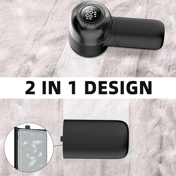 Електричний видальник пуху для одягу Fusselrasierer FB03 чорний - 3 швидкості, LED дисплей