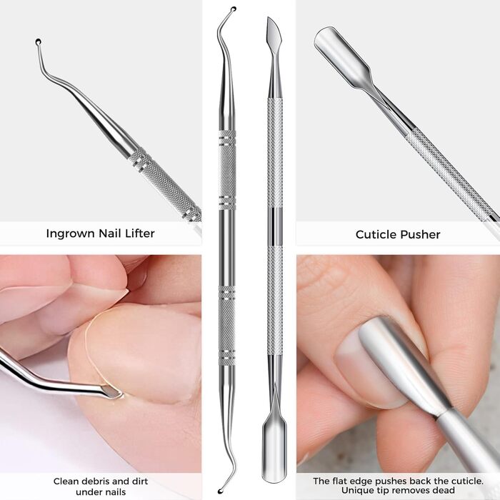 Манікюрний інструмент для товстих нігтів: кусачки для нігтів та кусачки для нігтів на ногах з контейнером для збору, гострі кусачки для нігтів, довга ручка, нахилена леза (сріблясті & чорні)