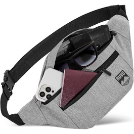 RUVO® Поясна сумка для чоловіків та жінок | стильна сумка на пояс з 4 відділеннями на блискавці | підходить для будь-яких активностей (сіра)