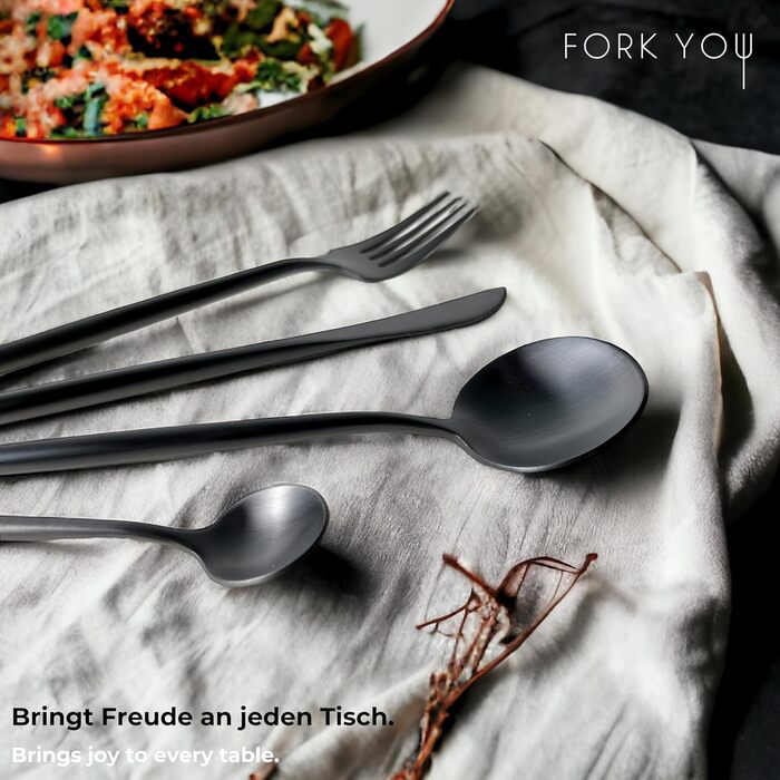 Набір столових приборів FORK YOU, 16 предметів, мідне матове покриття, нержавіюча сталь, для 4 осіб, можна мити в посудомийці, подарунковий набір у коробці