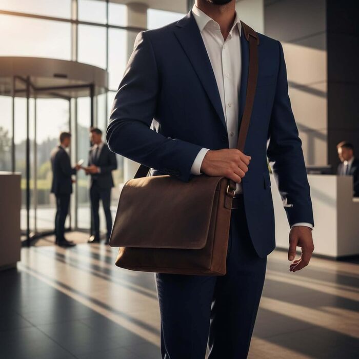 LEABAGS Латтоп-сумка Оксфорд з натуральної шкіри 15 дюймів - Месенджер, робоча сумка, 38x31x10 см, Коричневий