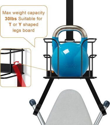 Настінна вішалка для одягу та праски, чорна. Підходить для пральні, прасувальної кімнати. Настінний тримач для праски та одягу.