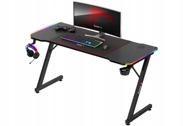 Ігровий стіл Huzaro, чорний, з LED-підсвіткою, 140x60 см, з пультом керування та килимком