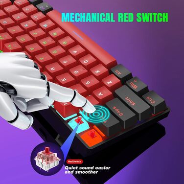 Механічна ігрова клавіатура Snpurdiri 61 клавіша з RGB підсвічуванням (Blue Switch/Black Red)