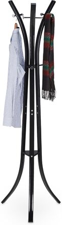 Relaxdays Coat Rack, Stable Standing Clothes Rack made of Metal for Jackets, 175 cm High Clothes Stand, Black