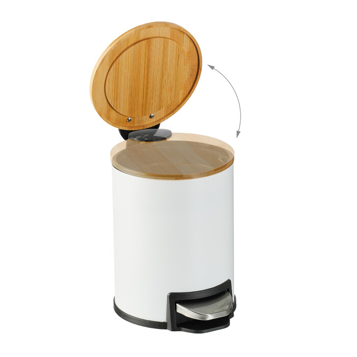 Relaxdays Waste Bin 3 l with Bamboo Lid