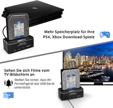 Док-станція для жорстких дисків RSHTECH з двома відсіками, USB 3.0, алюміній, підтримка 2.5/3.5