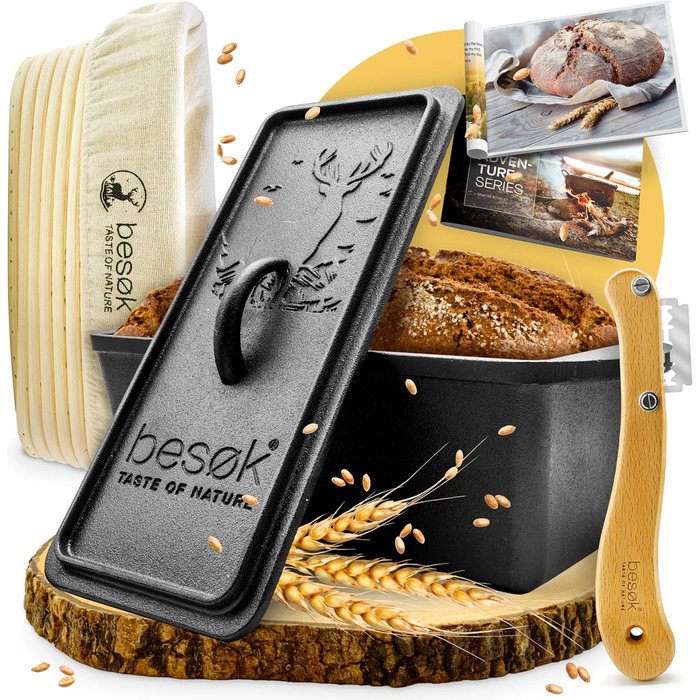 Tomorrow: Loaf pan with lid, proofing basket & dough scraper - cast iron baking pan accessories - loaf pan, toast bread pan, loaf pan, casserole dish, loaf pan, square loaf pan, loaf pan baking set
