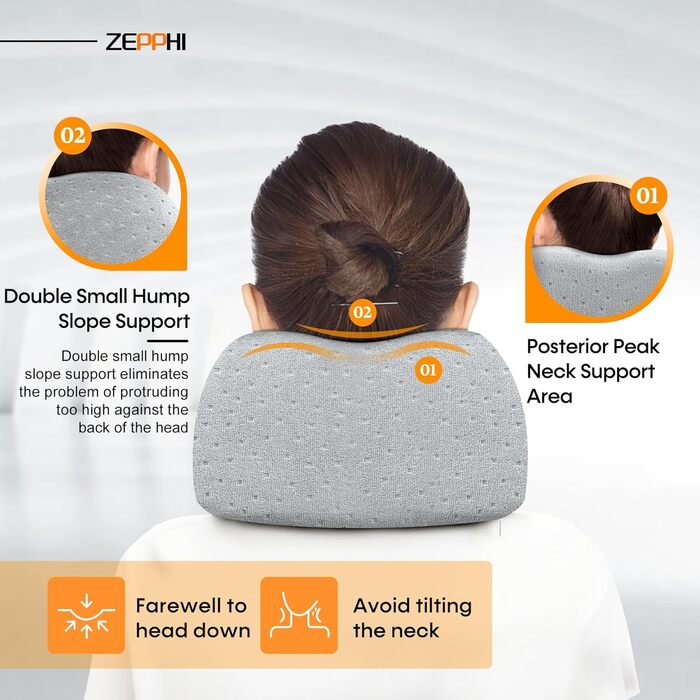 Подушка для шиї у літак - подушка для подорожей з регулюванням Memory Foam - подушка-вишенка з м'яким, дихаючим чохлом - ідеально для кемпінгу, офісу, авто, літака, подушка для сну (Сірий)