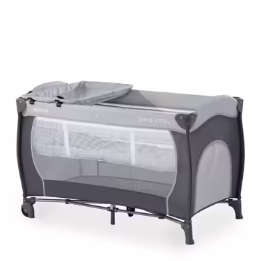 Hauck Sleep N Play Center Travel Crib with Newborn Nest, Changing Pad, Carry Bag, Wheels, Canopy, Compact Folding, Baby Travel Crib for Infants from Birth up to 15 kg (Stone)