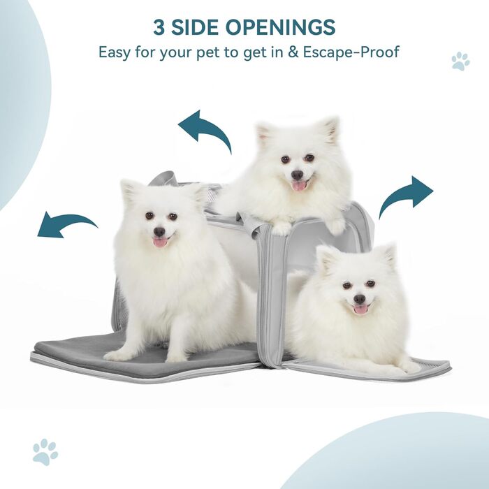 Транспортна переноска для котів та маленьких собак Petfit, сіра, L - легка переноска для подорожей літаком з ремінним кріпленням та розширюваним килимком