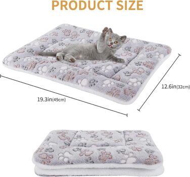 М'яка флісова підстилка для домашніх тварин (собаки/коти) – блакитний фон з білими зірками, 89х68 см та 49х32 см, сірі лапки