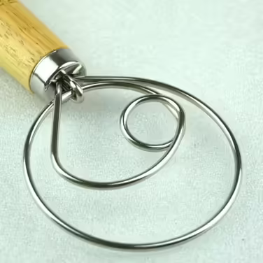 Hand Mixer Beaters 30.5 cm Stainless Steel and Wood Wire Whisk Kitchen Bread Mixer Wire Whisk Scraper for Bread, Pastry, Dumplings, and Pizza, 2-Piece Set Egg Beaters