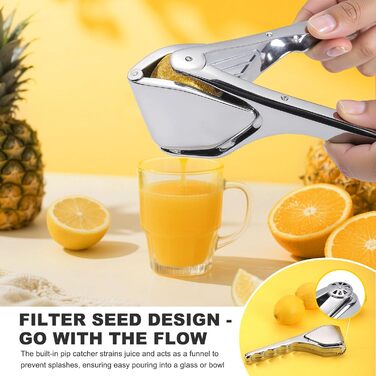 Прес для часнику та імбиру з нержавіючої сталі, велика чаша, стійкий до миття в посудомийній машині, 5 років гарантії