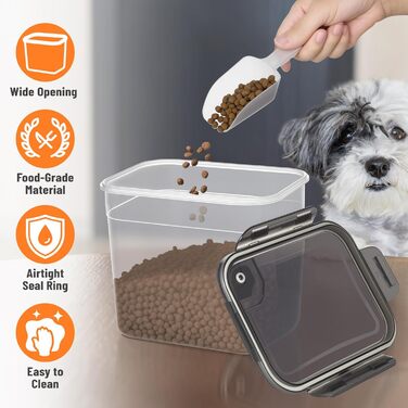 Набір контейнерів для корму для собак ZooZoo (3 шт.) з герметичними кришками, BPA-free, для сухого корму, великі, середні, малі, з лопатками, етикетками, пінцетом та маркером