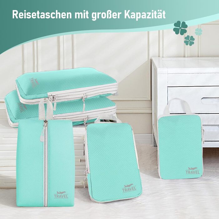Органайзер для валізи Kompression: набір кубів для пакування, компресійні мішки для подорожей, аксесуари для валізи (блакитний)