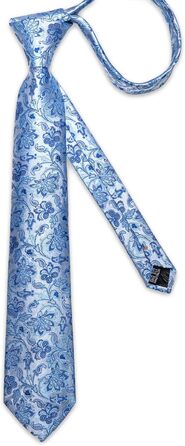 Дибанггу Шовкова краватка з візерунком пейслі та набір аксесуарів для краваток (світло-блакитна)