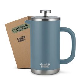 Френч-прес Campo Libre® Giorgio з нержавіючої сталі 0.6л, з термофункцією, 100% перероблена сталь, блакитний Neptune