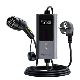 Кабель для зарядки електромобіля Type 2, 3.6 кВт / 5 м, 6A-16A, портативний зарядний пристрій для електрокар, сумісний з EU-Schuko (3.68 кВт)