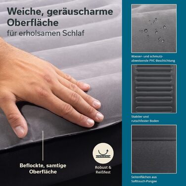 Надувна матрац Skandika Sveja для 2 осіб з самонадувною системою та насосом, 204 x 151 x 43 см, до 300 кг, з сумкою, для кемпінгу