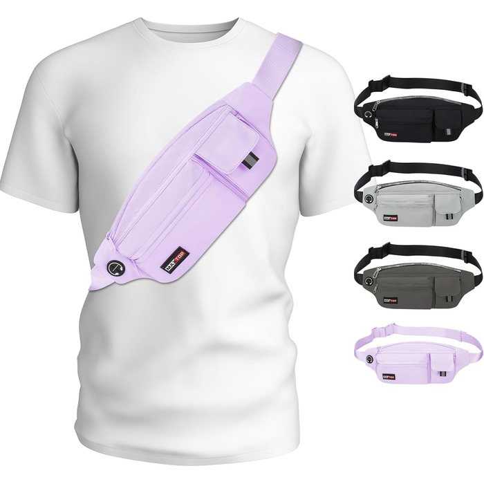MAXTOP Поясна сумка на пояс для чоловіків та жінок, водонепроникна, для подорожей, фітнесу, йоги, бігу (фіолетова)