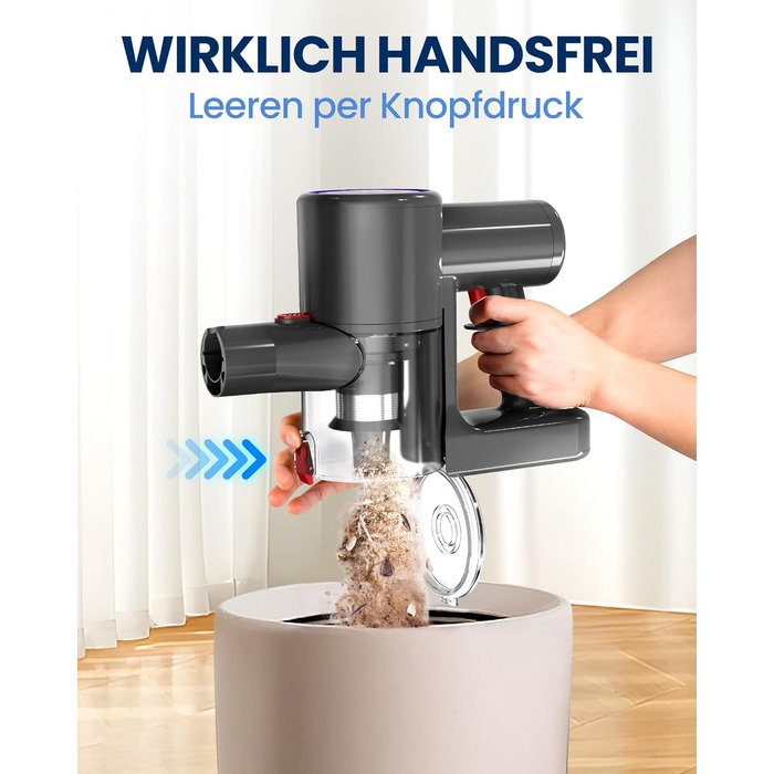 Бездротовий акумуляторний пилосос DP2 з подвійним акумулятором, 45KPa, 60 хвилин роботи, 500W, LED-дисплей, телескопічна труба, вертикальне зберігання, світло GreenEye, ідеальний для шерсті тварин/килимів/твердих підлог, золотий