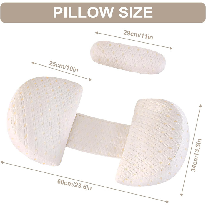 Подушка для вагітних SHANNA U-подібної форми, подушка для сну на боці, подушка для годування, з м'яким покриттям Minky Dot, велика подушка для підтримки тіла, комфортна подушка для дорослих, подушка для сну та годування малюка (білий, маленький)