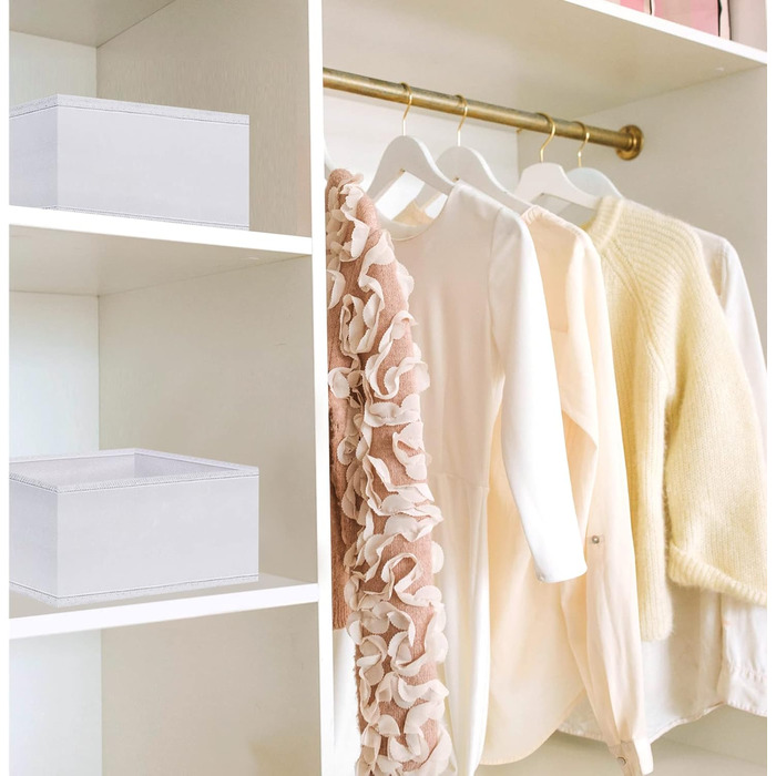 Puricon 13-Piece Storage Box Set Fabric Drawer Organizer/Organization System for Clothes Foldable Storage Boxes Set Boxes for Closet Bedroom - (8 Pieces, White)