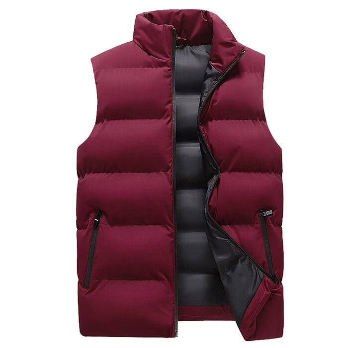 Чоловіча степкова жилетка-утеплювач з кишенями, безрукавка з капюшоном, червона жилетка з пухом для осені/зими, кемпінгу, подорожей та хайкінгу 3XL