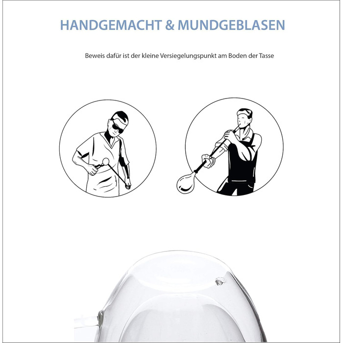 Набір з 4 еспресо-чашок Zobel 80 мл з подвійними стінками та ручкою з боросилікатного скла, з фетровими підставками. Можливе миття в посудомийній машині, термостійкі. Ефект левітації.