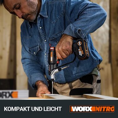 WORX WX177 NITRO акумуляторний дриль-шуруповерт Switchdriver 2.0 20V – потужний безщітковий двигун, 50Nm крутний момент, швидка заміна біт, точне регулювання крутного моменту, в комплекті акумулятор та зарядний пристрій. NITRO версія