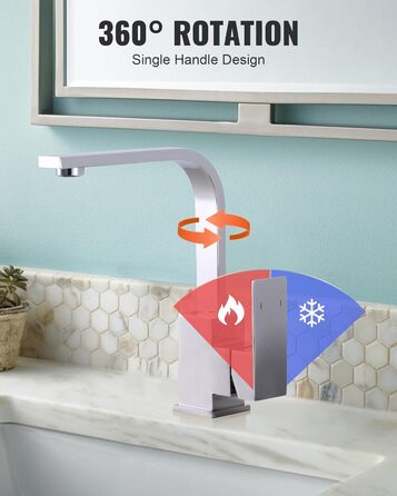 Кран кухонний поворотний 360°, з нержавіючої сталі, для кухні, автодому, ванної кімнати (хром)