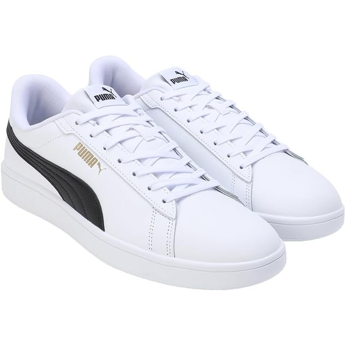 Кросівки Puma Smash 3.0 L для чоловіків, шкіряні, чорні (44.5 EU, White Black Gold)