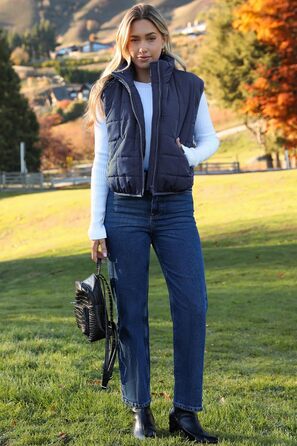 ZEAGOO Жилет чоловічий теплий легкий на осінь/зиму з кишенями, розмір XL, темно-синій