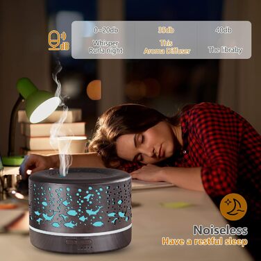 Аромадифузор Hianjoo 700мл з таймером, ультразвуковий, LED, 7 кольорів, для офісу, йоги, спа, спальні - світле дерево (глибка текстура)