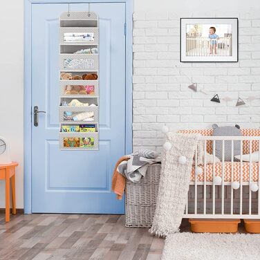 Організатор для підвішування з 5 прозорими кишенями, 2 гачками, для шафи, дверей, ванної, дитячої кімнати, вітальні, спальні. Організація простору. Абстрактний принт