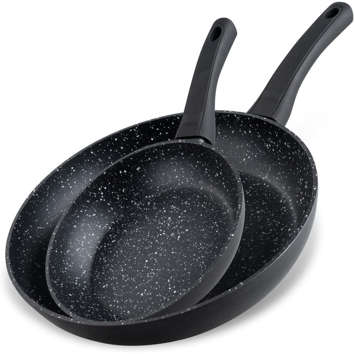 Набір сковорідок Fackelmann Marble 20 см та 24 см, антипригарне покриття, з 90% переробленого алюмінію, ергономічна ручка, індукційні (2 шт.)